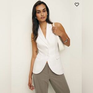 Reformation Brennan Linen Vest Ivory - Size 2